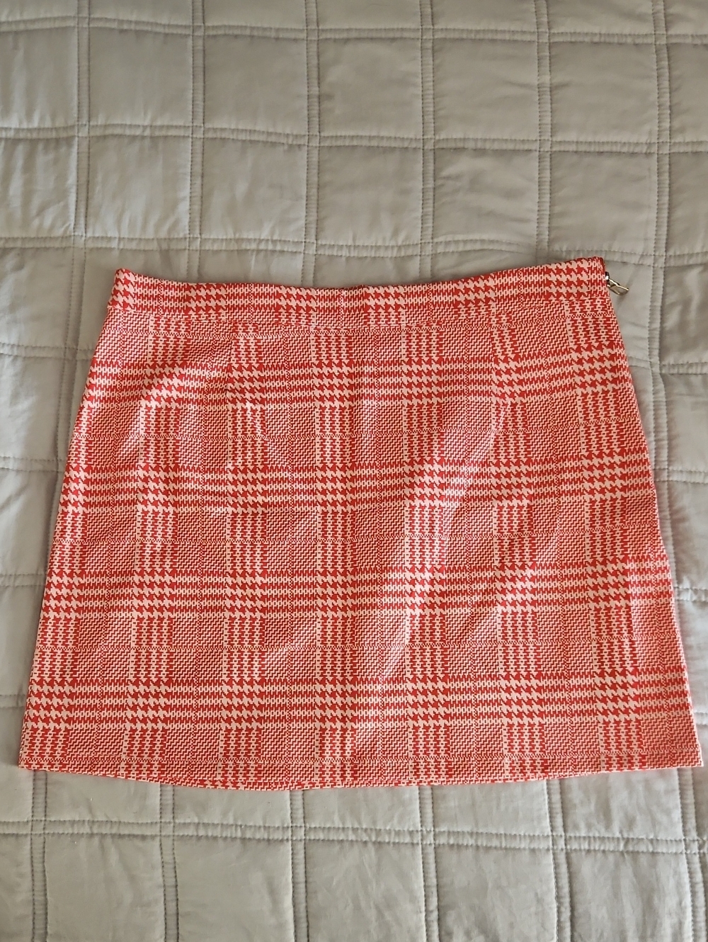Forever 21 Coral and White Plaid Mini Skirt